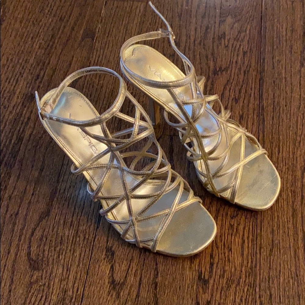 Via Spiga Gold strap heels